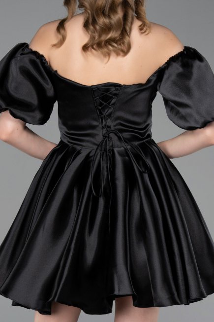 Robe de Cérémonie Courte Satin Noir ABK2605