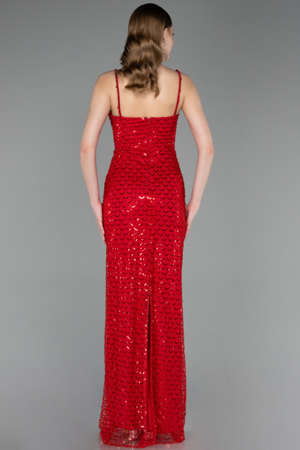 Robe de Soirée Longue Squameuse Rouge ABU6039