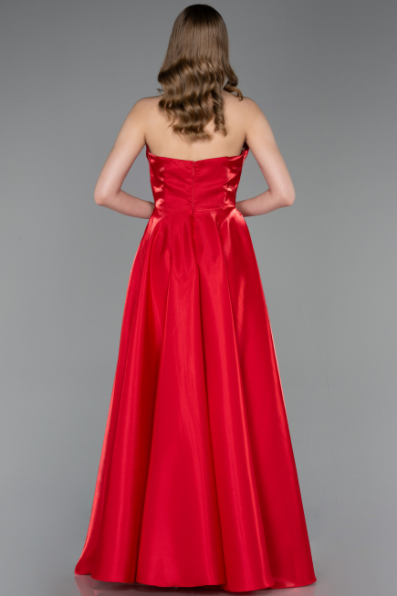 Robe de Soirée Longue Satin Rouge ABU6049