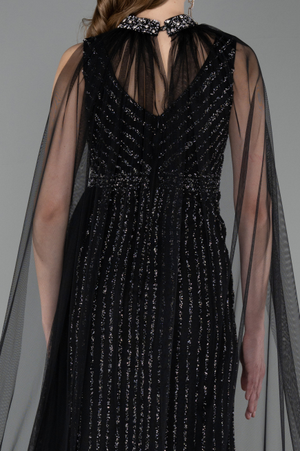Robe de Soirée Longue Pierreux Noir ABU6052