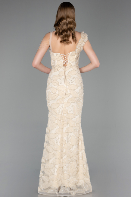 Robe de Soirée Longue Beige ABU6059