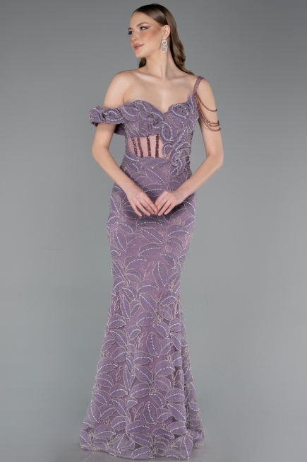 Robe de Soirée Longue Lavande ABU6059