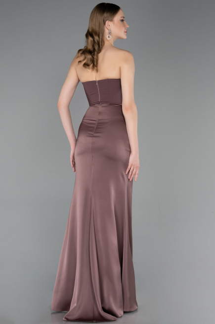 Robe de Soirée Longue Satin Cuivre ABU6061