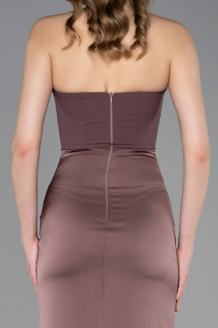Robe de Soirée Longue Satin Cuivre ABU6061