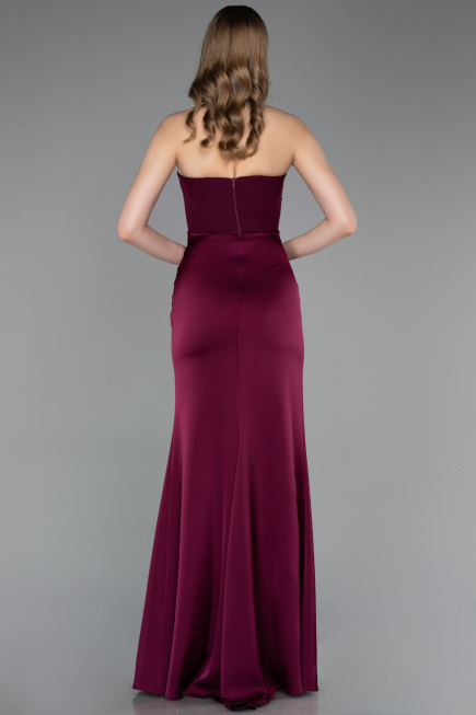 Robe de Soirée Longue Satin Couleur Cerise ABU6061