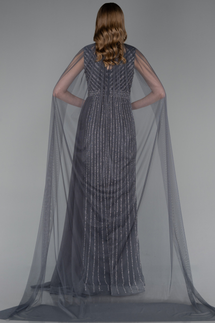Robe de Soirée Longue Pierreux Anthracite ABU6052