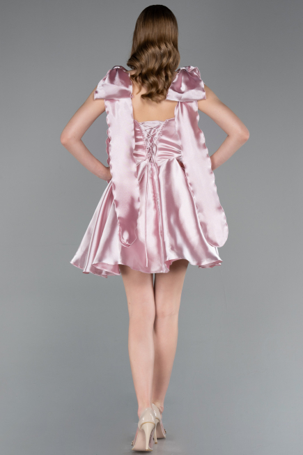 Robe de Cérémonie Courte Satin Poudre ABK2607