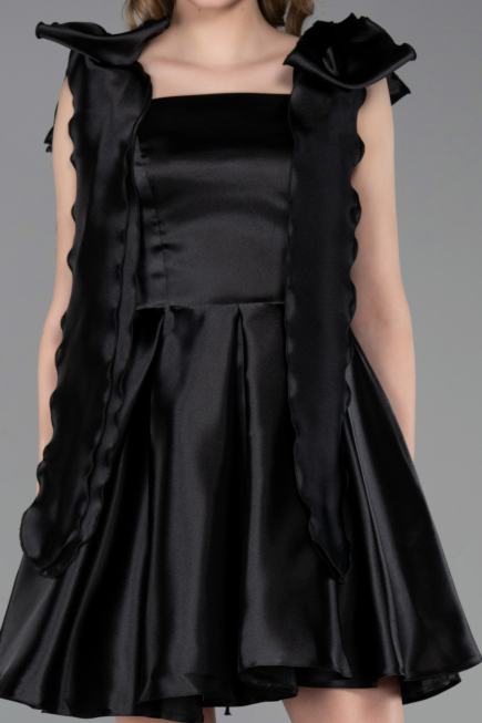 Robe de Cérémonie Courte Satin Noir ABK2607
