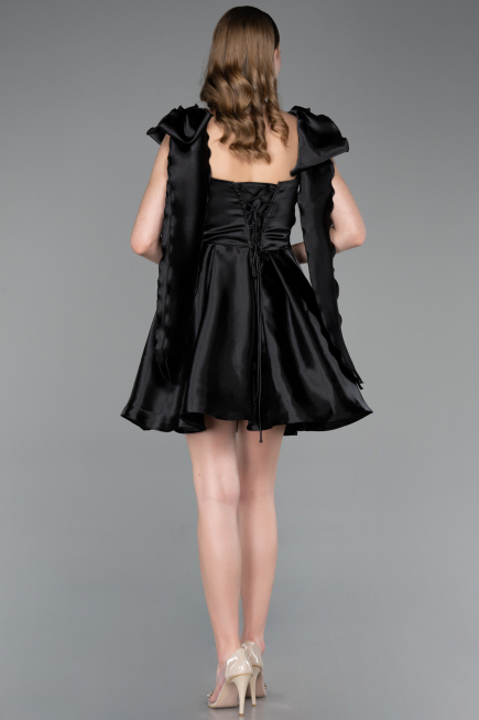 Robe de Cérémonie Courte Satin Noir ABK2607