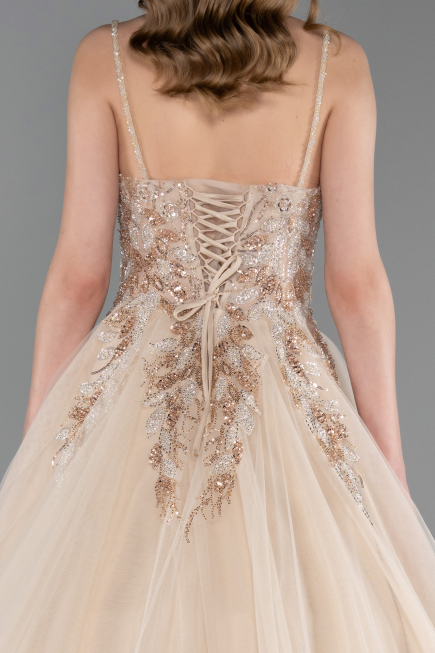 Robe De Soirée De Créateur Longue Or ABU6010