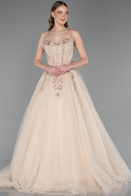 Robe De Soirée De Créateur Longue Or ABU6010