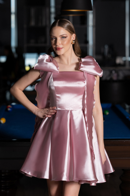 Robe de Cérémonie Courte Satin Poudre ABK2607
