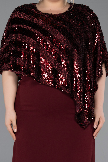 Robe De Soirée Grande Taille Midi Rouge Bordeaux ABK2609