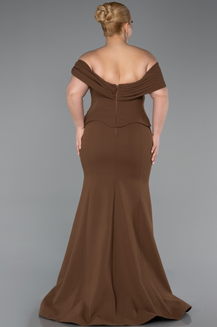 Robe de Soirée Grande Taille Longue Brun ABU6047