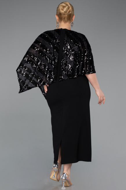 Robe De Soirée Grande Taille Midi Noir ABK2609
