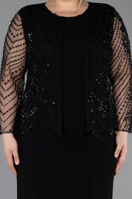 Robe De Soirée Grande Taille Midi Noir ABK2417