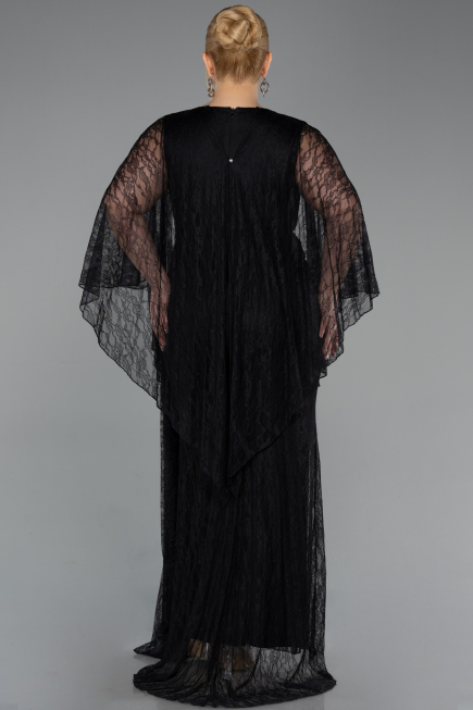 Robe De Soirée Grande Taille Longue Dantelle Noir ABU6065