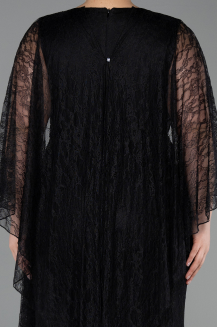 Robe De Soirée Grande Taille Longue Dantelle Noir ABU6065