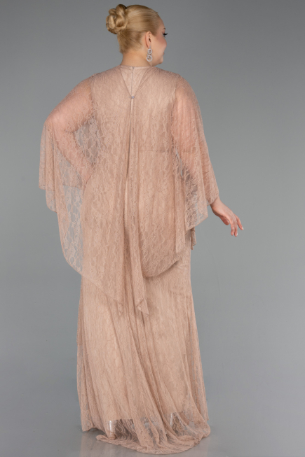 Robe De Soirée Grande Taille Longue Dantelle Vison ABU6065