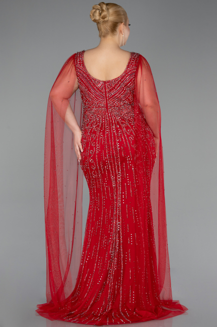 Robe De Soirée Grande Taille Pierreux Longue Rouge ABU5752