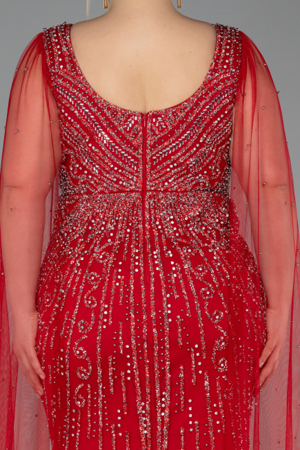 Robe De Soirée Grande Taille Pierreux Longue Rouge ABU5752