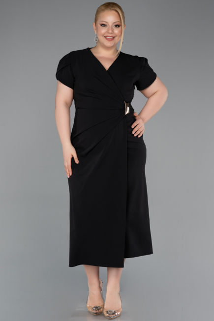 Robe de Soirée Grande Taille Midi Noir ABK2610
