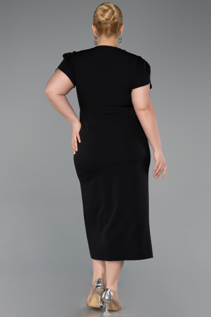 Robe de Soirée Grande Taille Midi Noir ABK2610