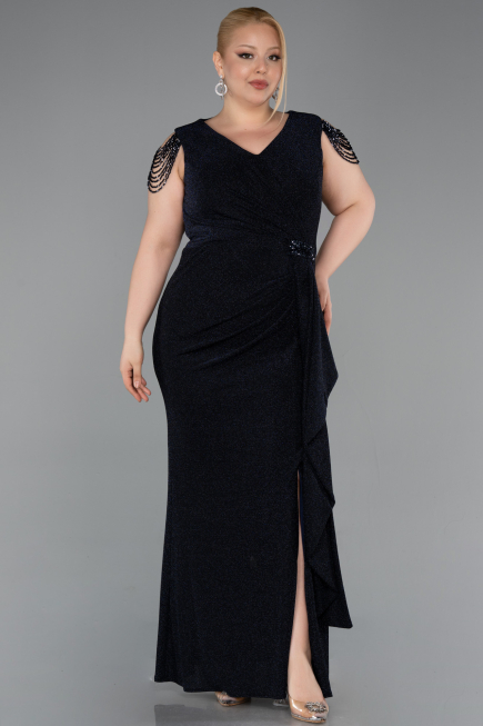 Robe De Soirée Grande Taille Longue Bleu Marine ABU5731