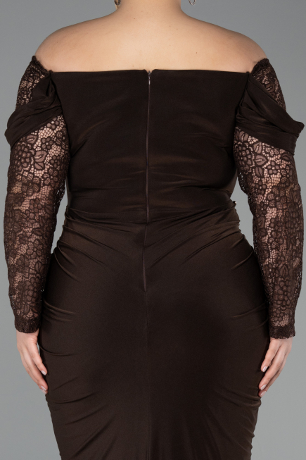 Robe de Soirée Grande Taille Longue Brun ABU6069