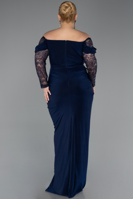 Robe de Soirée Grande Taille Longue Bleu Marine ABU6069
