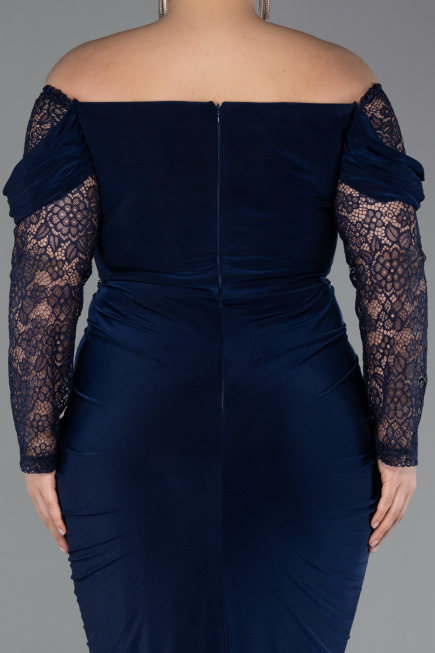Robe de Soirée Grande Taille Longue Bleu Marine ABU6069