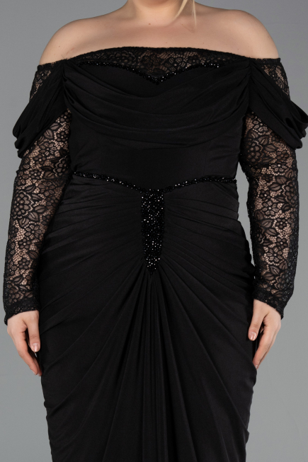 Robe de Soirée Grande Taille Longue Noir ABU6069