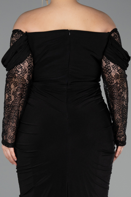 Robe de Soirée Grande Taille Longue Noir ABU6069