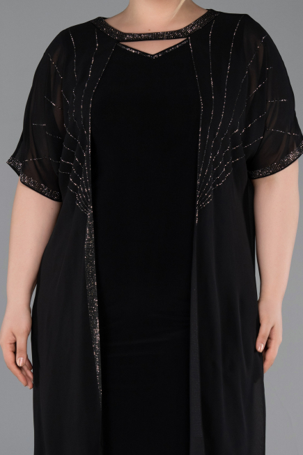 Robe Grande Taille Midi Noir ABK2596