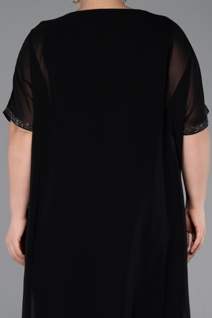 Robe Grande Taille Midi Noir ABK2596