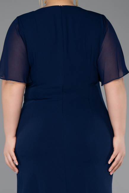 Robe De Invitation Grande Taille Midi Bleu Marine ABK2401