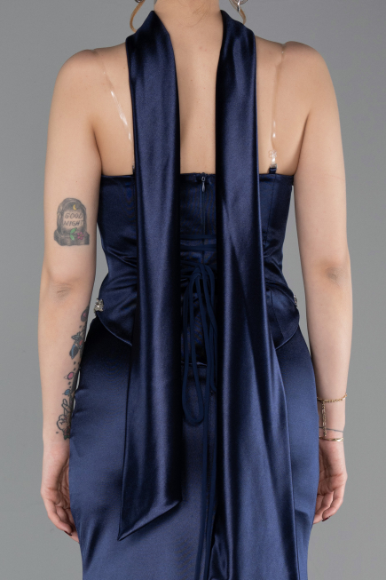 Robe de Soirée Longue Bleu Marine ABU6079