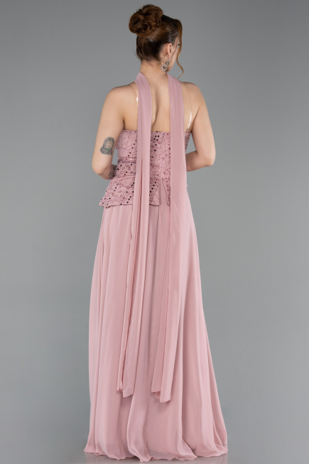 Robe de Soirée Longue Mousseline Poudre ABU6081