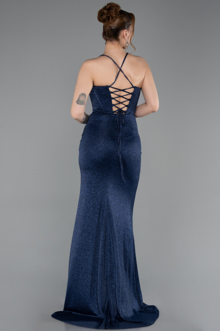 Robe de Soirée Longue Bleu Marine ABU6082