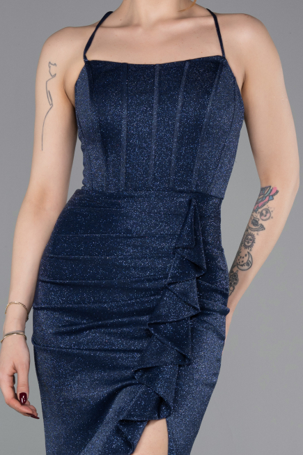 Robe de Soirée Longue Bleu Marine ABU6082