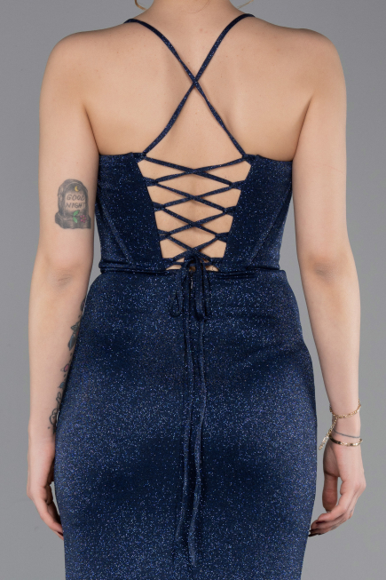 Robe de Soirée Longue Bleu Marine ABU6082