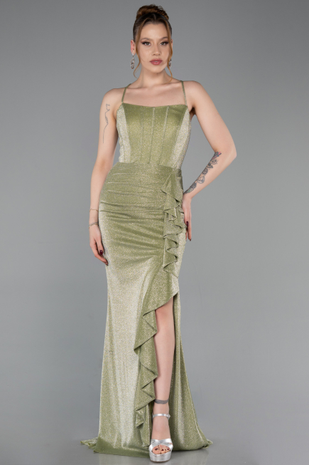 Robe de Soirée Longue Vert Huile ABU6082