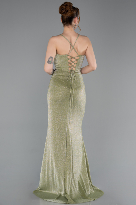 Robe de Soirée Longue Vert Huile ABU6082