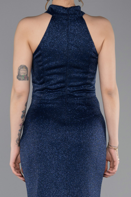 Robe de Soirée Longue Bleu Marine ABU6083