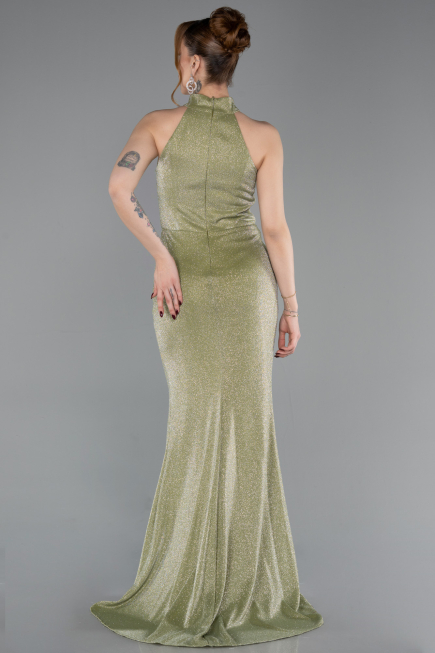 Robe de Soirée Longue Vert Huile ABU6083