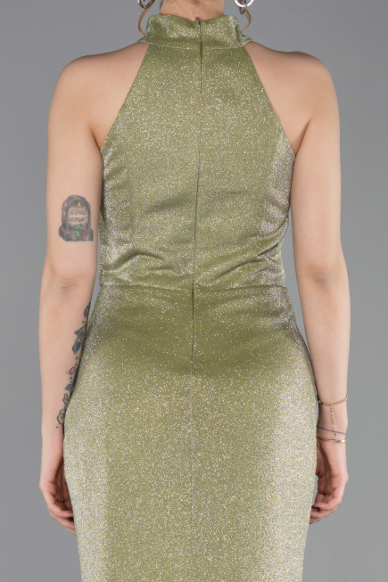 Robe de Soirée Longue Vert Huile ABU6083