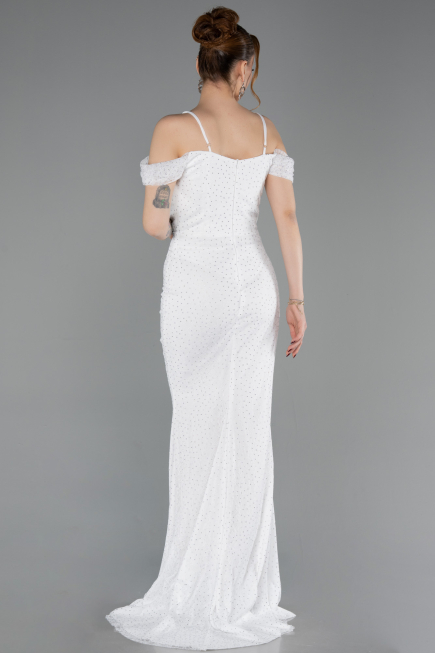 Robe de Soirée Longue Dantelle Blanc ABU6085