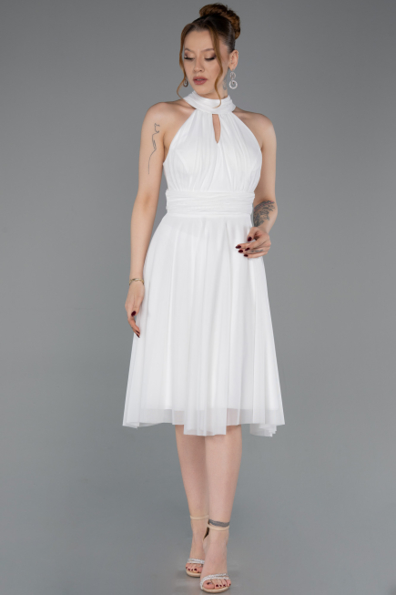 Robe de Cérémonie Courte Blanc ABK2612