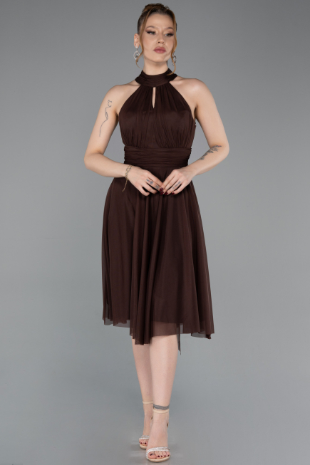Robe de Cérémonie Courte Brun ABK2612