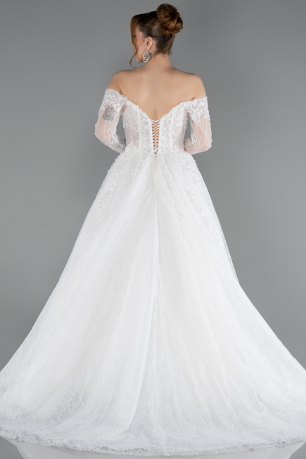 Robes de Mariage Longue Dantelle Blanc ABG194